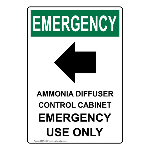 Portrait OSHA EMERGENCY Ammonia Sign With Symbol OEEP-26947