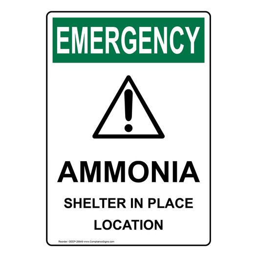 Portrait OSHA EMERGENCY Ammonia Sign With Symbol OEEP-26949