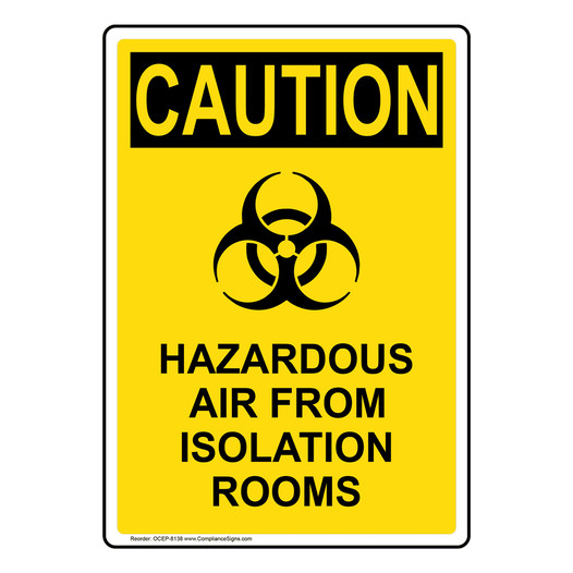 Portrait OSHA CAUTION Hazardous Air From Sign With Symbol OCEP-8138