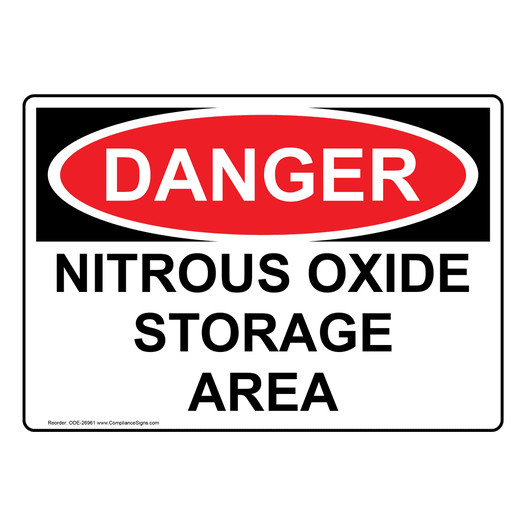 OSHA DANGER Nitrous Oxide Storage Area Sign ODE-26961