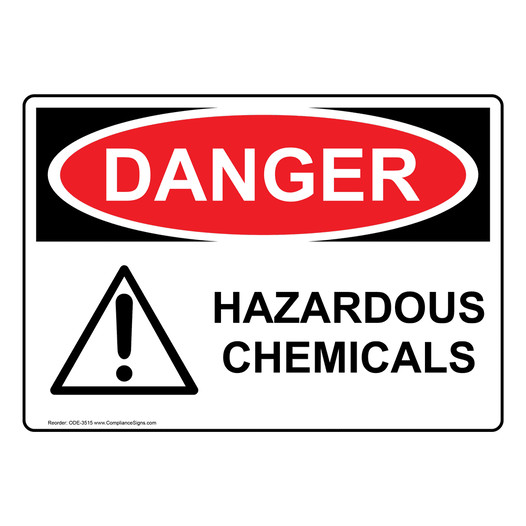 OSHA DANGER Hazardous Chemicals Sign With Symbol ODE-3515