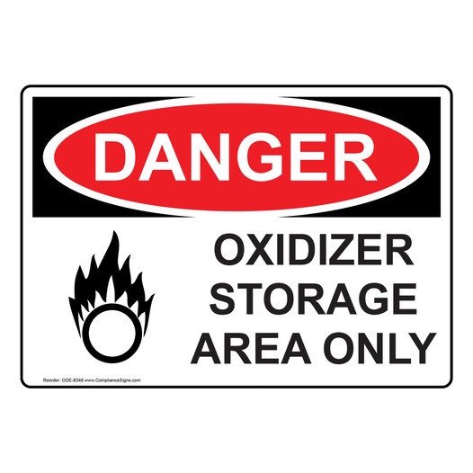 OSHA DANGER Oxidizer Storage Area Only Sign With Symbol ODE-8348