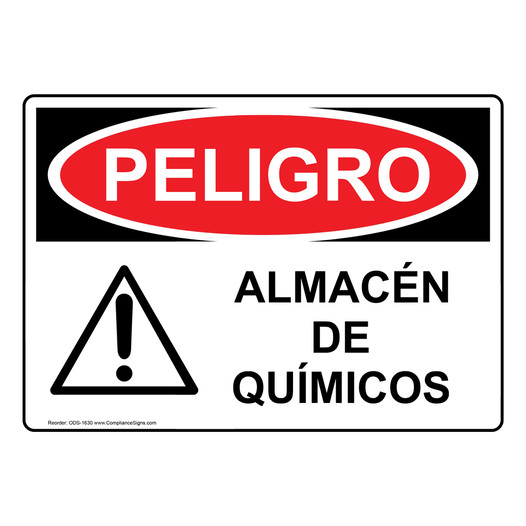 Spanish OSHA DANGER Chemical Storage Sign With Symbol - ODS-1630
