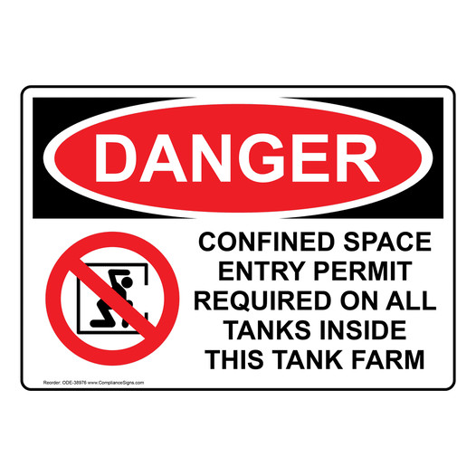 Danger Sign Confined Space Entry Permit Osha 