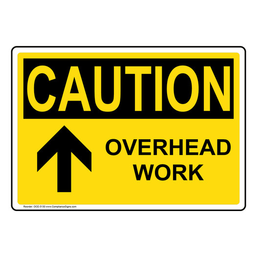 OSHA CAUTION Overhead Work Sign With Symbol OCE-5130