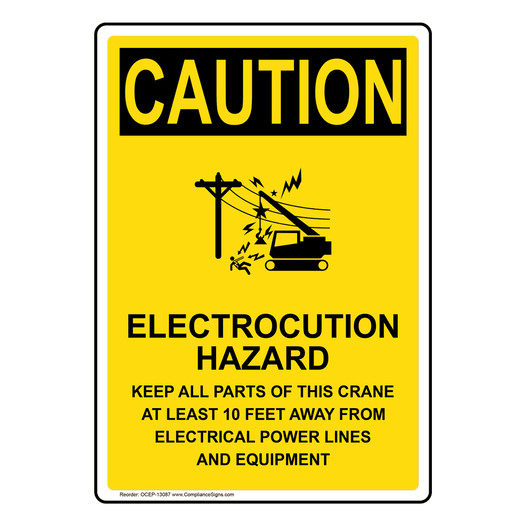 Portrait OSHA CAUTION Electrocution Hazard Sign With Symbol OCEP-13087