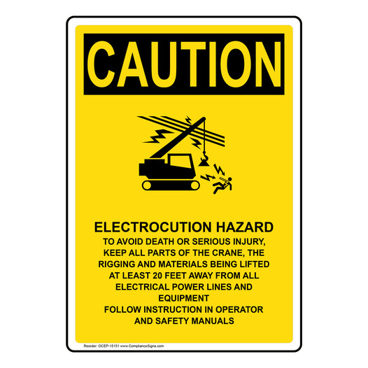 Portrait OSHA CAUTION Electrocution Hazard Sign With Symbol OCEP-15151