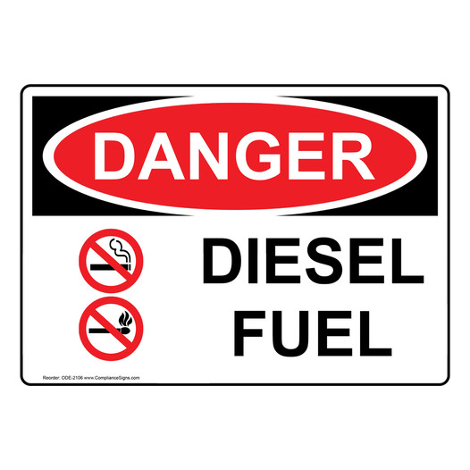 OSHA DANGER Diesel Fuel Sign With Symbol ODE-2106