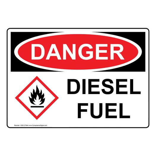 OSHA DANGER Diesel Fuel Sign With GHS Symbol ODE-27844