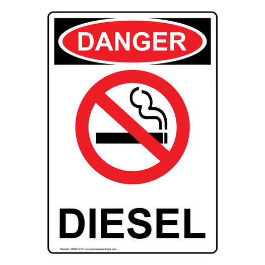 Portrait OSHA DANGER Diesel Sign With Symbol ODEP-2101