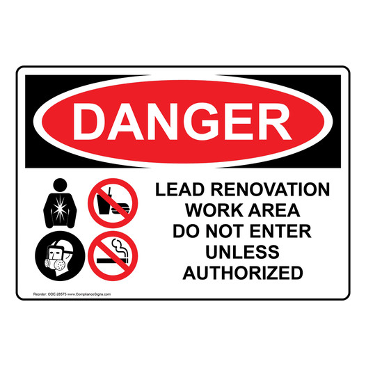 OSHA DANGER Lead Renovation Work Sign With Symbol ODE-28575