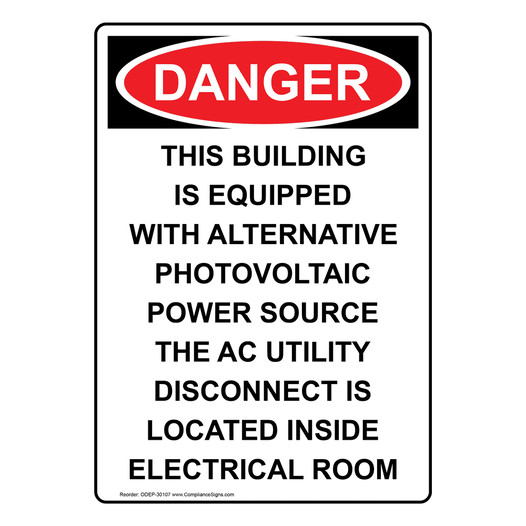 Portrait OSHA DANGER This Building Is Equipped With Sign ODEP-30107
