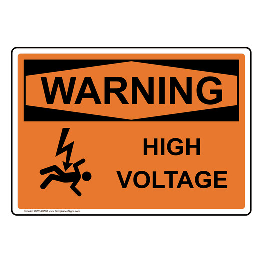 OSHA WARNING High Voltage Sign With Symbol OWE-28593