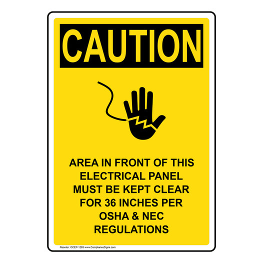Portrait OSHA CAUTION Area In Front Of This Sign With Symbol OCEP-1285