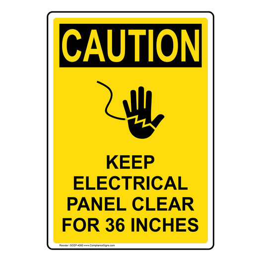 Portrait OSHA CAUTION Keep Electrical Panel Sign With Symbol OCEP-4060