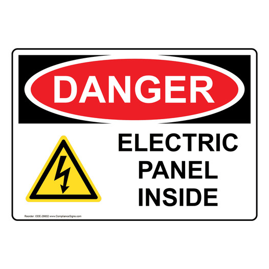 OSHA DANGER Electric Panel Inside Sign With Symbol ODE-28602