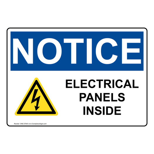 OSHA NOTICE Electrical Panels Inside Sign With Symbol ONE-27045