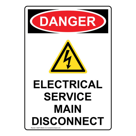 Portrait OSHA DANGER Electrical Service Sign With Symbol ODEP-28620