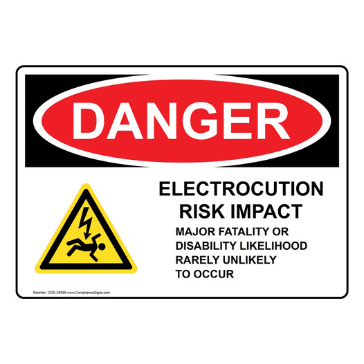 OSHA DANGER Electrocution Risk Impact Major Sign With Symbol ODE-28599