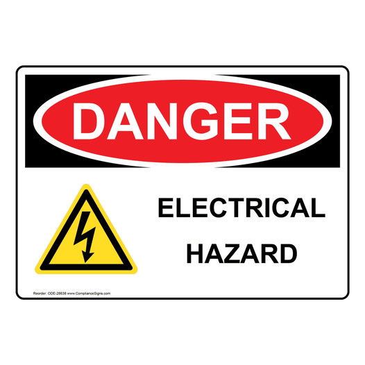 OSHA DANGER Electrical Hazard Sign With Symbol ODE-28638