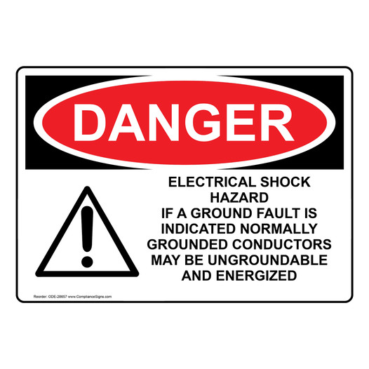 OSHA DANGER Warning Electrical Shock Hazard Sign With Symbol ODE-28657