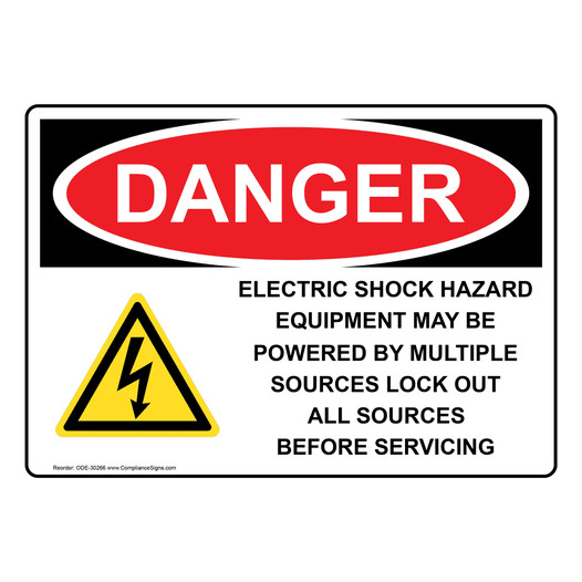 OSHA DANGER Electric Shock Hazard Equipment Sign With Symbol ODE-30266