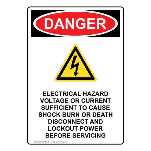 Portrait OSHA DANGER Electrical Hazard Sign With Symbol ODEP-30270