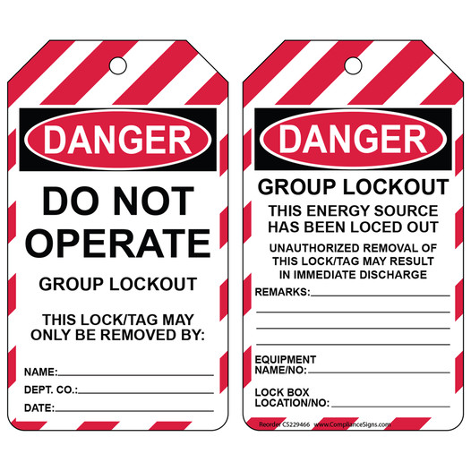 OSHA Do Not Operate Group Lockout Lockout Tag CS229466