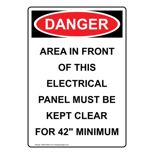 Portrait OSHA DANGER Area In Front Of This Electrical Sign ODEP-29943
