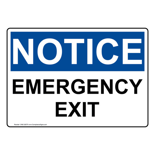 OSHA NOTICE Emergency Exit Sign