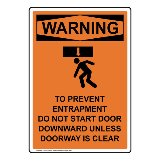 Portrait OSHA WARNING To Prevent Entrapment Sign With Symbol OWEP-29344
