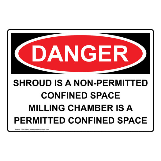OSHA DANGER Shroud Is A Non-Permitted Confined Space Sign ODE-39005