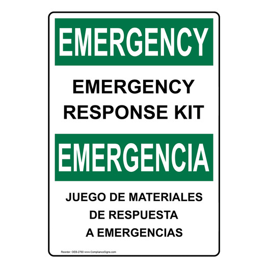OSHA Emergency Response Kit Bilingual Sign