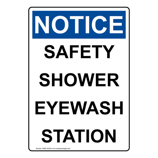 Portrait OSHA NOTICE Safety Shower Eyewash Station Sign ONEP-35782