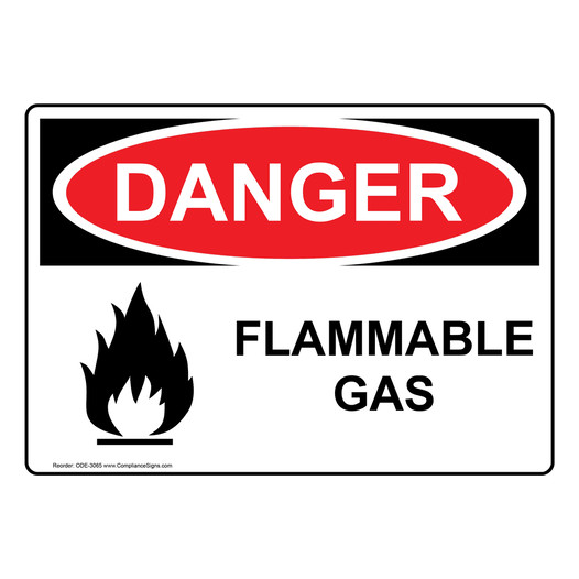 OSHA DANGER Flammable Gas Sign With Symbol ODE-3065