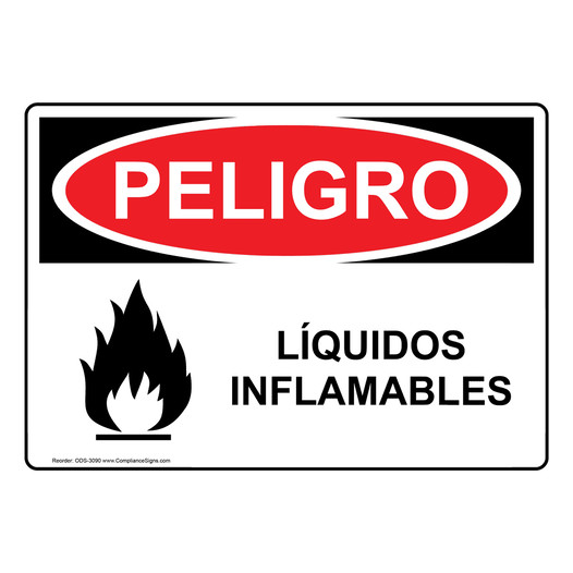 Osha Sign Danger Flammable Liquids Spanish Sign Hazmat