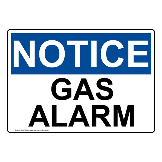 OSHA NOTICE Gas Alarm Sign ONE-33490