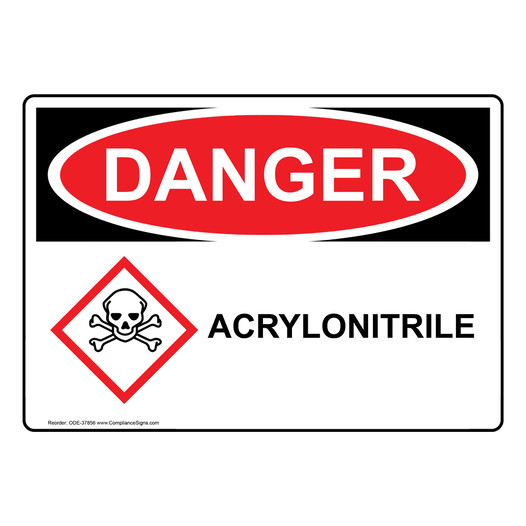 OSHA DANGER Acrylonitrile Sign With GHS Symbol ODE-37856