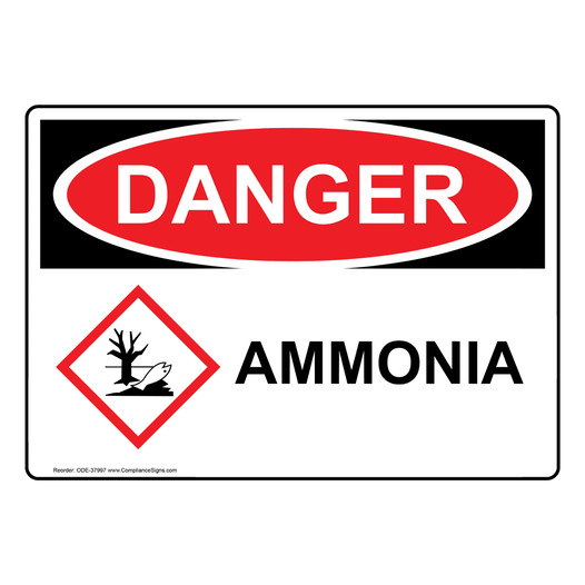 OSHA DANGER Ammonia Sign With GHS Symbol ODE-37997