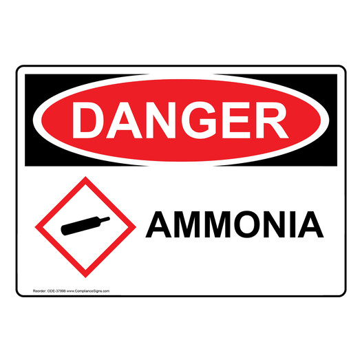 OSHA DANGER Ammonia Sign With GHS Symbol ODE-37998