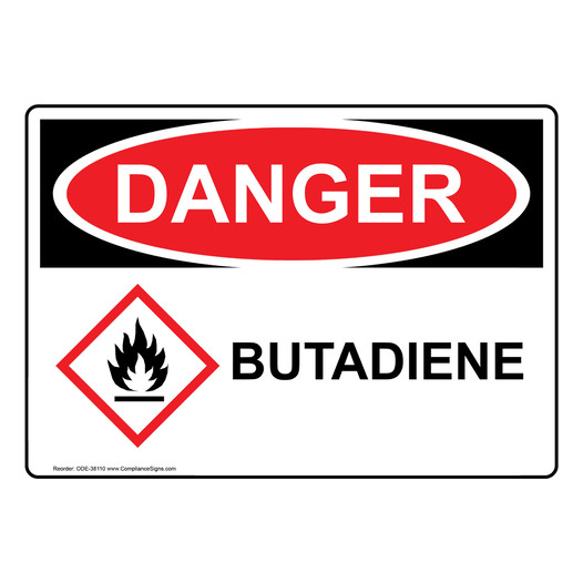 OSHA DANGER Butadiene Sign With GHS Symbol ODE-38110
