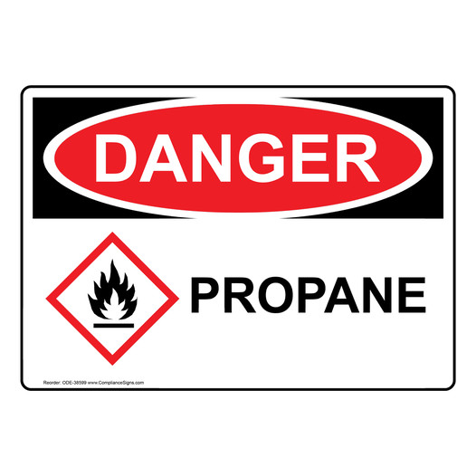 OSHA DANGER Propane Sign With GHS Symbol ODE-38599
