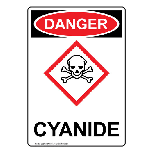 Portrait OSHA DANGER Cyanide Sign With GHS Symbol ODEP-27842