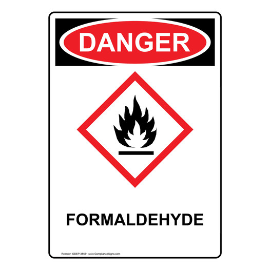 Portrait OSHA DANGER Formaldehyde Sign With GHS Symbol ODEP-38561