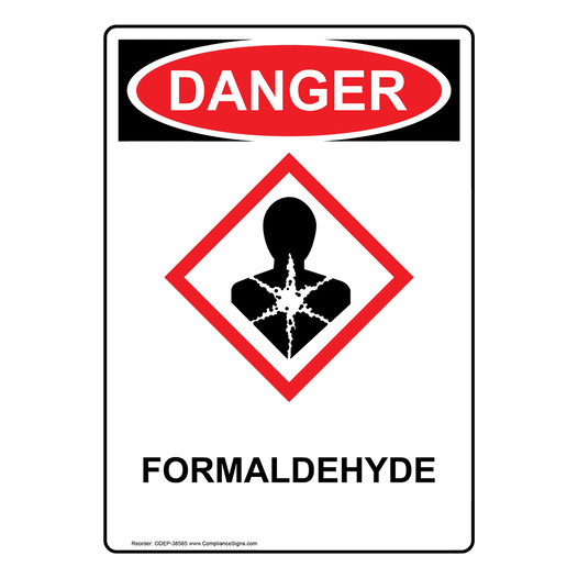 Portrait OSHA DANGER Formaldehyde Sign With GHS Symbol ODEP-38565