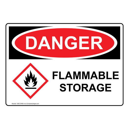 OSHA DANGER Flammable Storage Sign With GHS Symbol ODE-27855