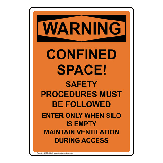Portrait OSHA WARNING Confined Space! Safety Procedures Sign OWEP-19463