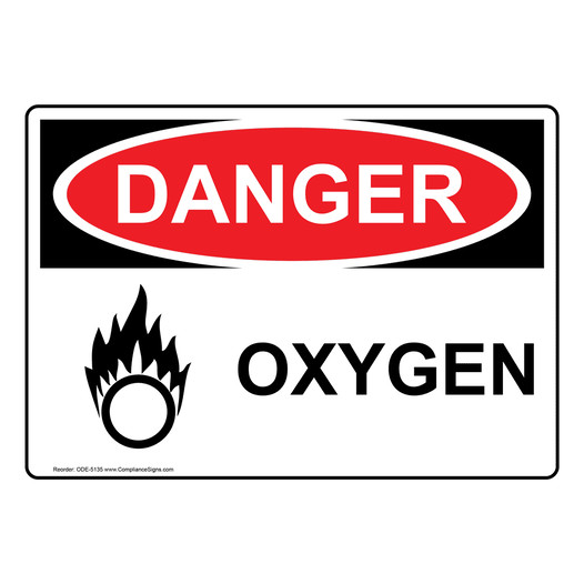 OSHA DANGER Oxygen Sign With Symbol ODE-5135