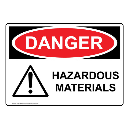 OSHA DANGER Hazardous Materials Sign With Symbol ODE-3550