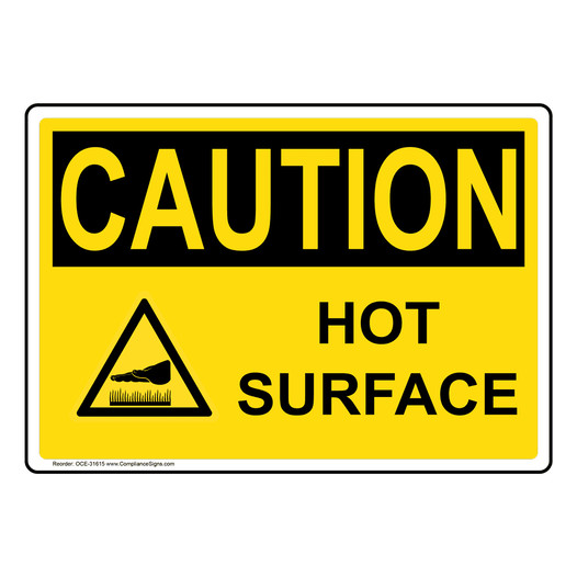 OSHA CAUTION Hot Surface Sign With Symbol OCE-31615